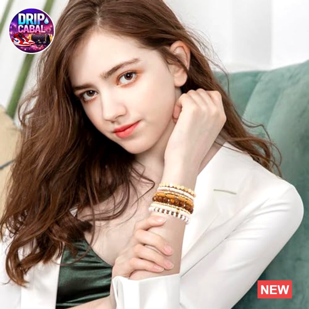 Boho Stretch Bead Bracelets Stackable Gold Plated… - image 5